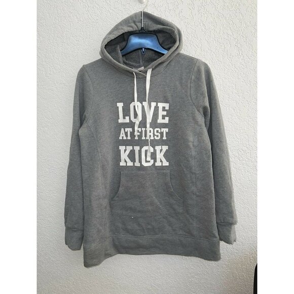 𝅺MOTHERHOOD Maternity Sweatshirt Hooded Grey - Picture 1 of 4